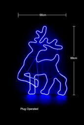Shatchi Walking Reindeer Neon Effect Rope Light Silhouette Double Side 90 Blue LEDs Christmas Outdoor - thumbnail 2