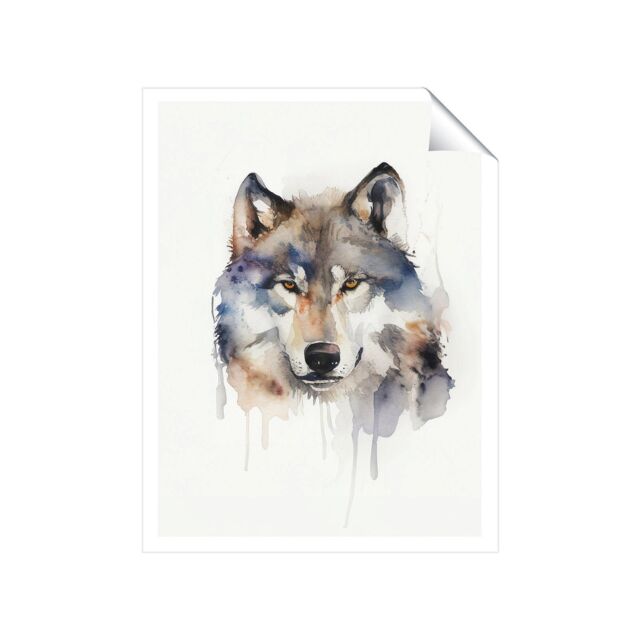 "Warren Reed - Designer Wolf Watercolour Unframed Art Print - Size: W20"" x H30""" - image 1
