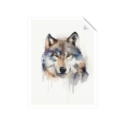 "Warren Reed - Designer Wolf Watercolour Unframed Art Print - Size: W20"" x H30""" - thumbnail 2