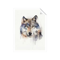 "Warren Reed - Designer Wolf Watercolour Unframed Art Print - Size: W20"" x H30""" - thumbnail 1