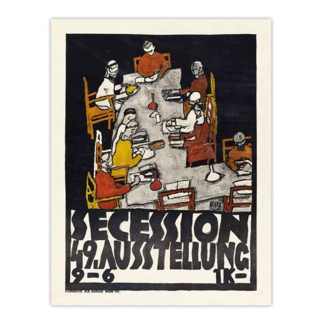 "Artery8 Poster for the 49th Secession Exhibition Schiele Wall Art Poster Print in Black - Size: W12"" x H16""" - image 1