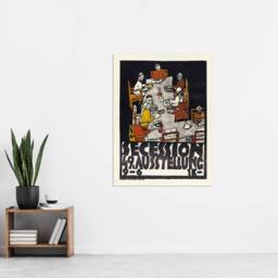 "Artery8 Poster for the 49th Secession Exhibition Schiele Wall Art Poster Print in Black - Size: W12"" x H16""" - thumbnail 4