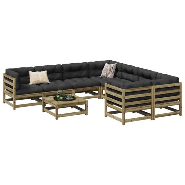 Berkfield Home 9 Piece Garden Sofa Set Impregnated Wood Pine in Brown