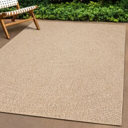 Berkfield Home Rug 120x170 cm Jute Look Indoor & Outdoor in Brown - Size: 100 cm diameter