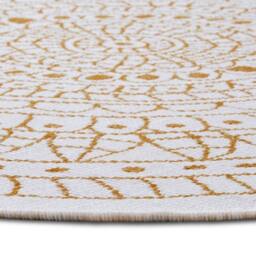 THE RUGS Porto Reversible Indoor Outdoor Rug Flatweave Polypropylene Design in Yellow - Size: 140 cm diameter - thumbnail 5