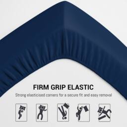 Pamposh 35cm Extra Deep Cotton Sateen Fitted Sheet - Soft & Smooth in Navy - Size: Double Fitted - thumbnail 6
