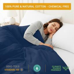 Pamposh 35cm Extra Deep Cotton Sateen Fitted Sheet - Soft & Smooth in Navy - Size: Double Fitted - thumbnail 5