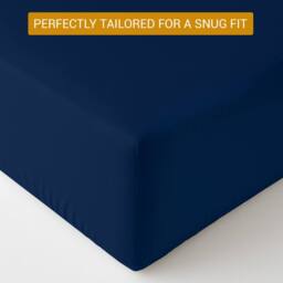 Pamposh 35cm Extra Deep Cotton Sateen Fitted Sheet - Soft & Smooth in Navy - Size: Double Fitted - thumbnail 7