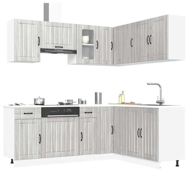 Berkfield Home 11 Piece Kitchen Cabinet Set Lucca Grey Sonoma Engineered Wood - image 1
