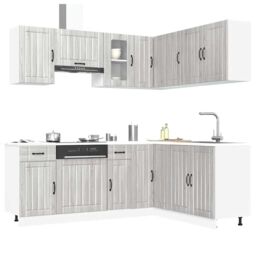 Berkfield Home 11 Piece Kitchen Cabinet Set Lucca Grey Sonoma Engineered Wood - thumbnail 1