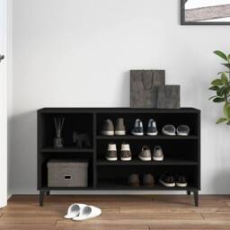Berkfield Home Shoe Cabinet Black 102x36x60 cm Engineered Wood - Size: 102 x 36 x 60 cm - thumbnail 3