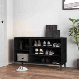 Berkfield Home Shoe Cabinet Black 102x36x60 cm Engineered Wood - Size: 102 x 36 x 60 cm - thumbnail 2
