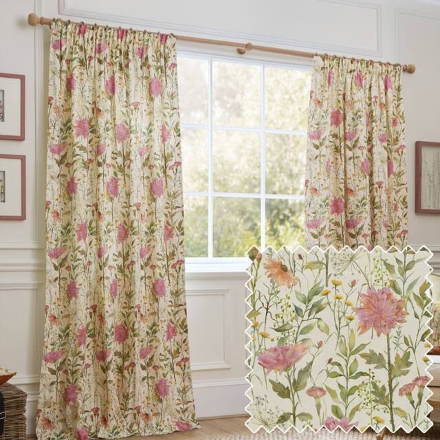Voyage Maison Delamere Fully Lined 100% Cotton Pencil Pleat Curtain Pair - Size: 117 cm width x 183 cm drop - image 1