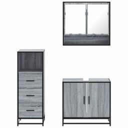 Berkfield Home 3 Piece Bathroom Furniture Set Grey Sonoma Engineered Wood - thumbnail 5