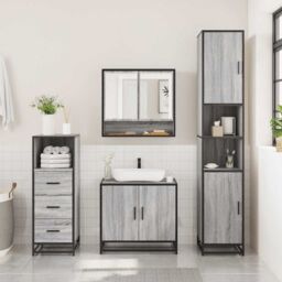 Berkfield Home 3 Piece Bathroom Furniture Set Grey Sonoma Engineered Wood - thumbnail 3