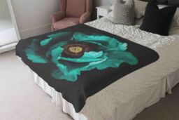 Benjamin Tate Design Cyan Peony Flower Blanket in Natural - Size: 120 cm x 150 cm - thumbnail 3