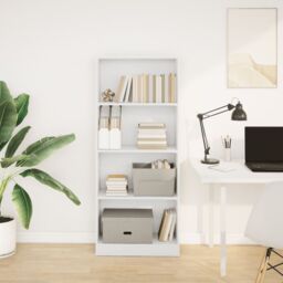Berkfield Home Bookcase White 60x24x143 cm Engineered Wood - Size: 60 x 24 x 143 cm - thumbnail 3