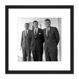 Artery8 Portrait President JFK Brothers John Robert Ted Kennedy Photo 8X8 Inch Square Wooden Framed Wall Art Print Picture with Mount in Black - thumbnail 1