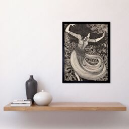 "Artery8 Wall Art Print Long Haired Woman Dancing to Music in Boho Dress Art Framed in Black - Size: W12"" x H16""" - thumbnail 2