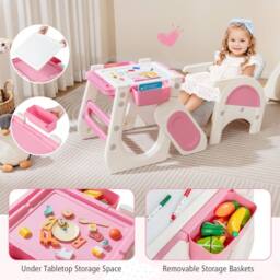 Costway Convertible Baby High Chair Feeding Chair w/Double-layer Tray &Baskets - thumbnail 9