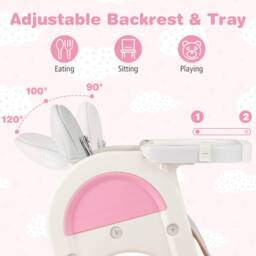 Costway Convertible Baby High Chair Feeding Chair w/Double-layer Tray &Baskets - thumbnail 8