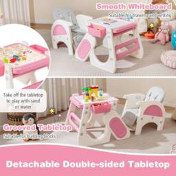 Costway Convertible Baby High Chair Feeding Chair w/Double-layer Tray &Baskets - thumbnail 6