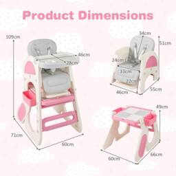 Costway Convertible Baby High Chair Feeding Chair w/Double-layer Tray &Baskets - thumbnail 2