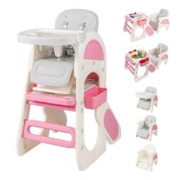 Costway Convertible Baby High Chair Feeding Chair w/Double-layer Tray &Baskets - thumbnail 3
