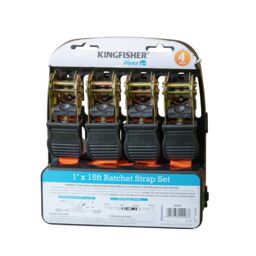 Samuel Alexander 4 Pack of 1 Inch x 15 ft Heavy Duty Orange Ratchet Strap Set with S Hooks DIY - thumbnail 8