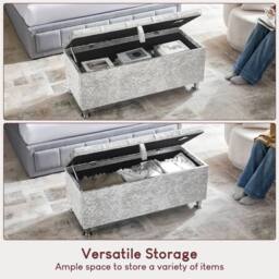 Kelvenix Storage Ottoman Seat Stool Bench in Grey - Size: 0.6m2 - thumbnail 3