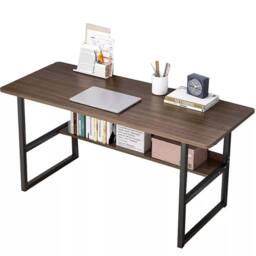 FORGEVIO 80cm Wooden Computer Desk Home Office Laptop PC Workstation Table in Brown - thumbnail 1