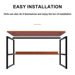 FORGEVIO 80cm Wooden Computer Desk Home Office Laptop PC Workstation Table in Brown - thumbnail 3