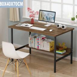 FORGEVIO 80cm Wooden Computer Desk Home Office Laptop PC Workstation Table in Brown - thumbnail 2