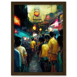 Artery8 Khao San Road Bangkok Thailand Street Artwork Framed Wall Art Print A4 in Brown - thumbnail 1