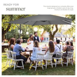 tectake Parasol Apollo in Light Grey - Size: Large - thumbnail 3