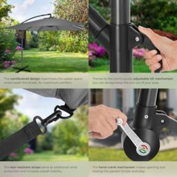 tectake Parasol Apollo in Light Grey - Size: Large - thumbnail 4
