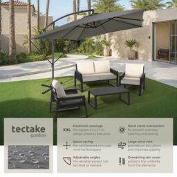 tectake Parasol Apollo in Light Grey - Size: Large - thumbnail 2