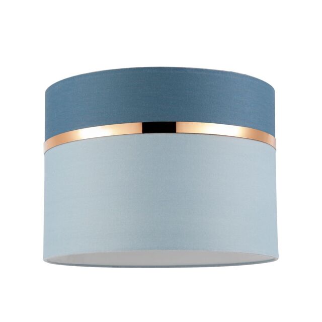 Happy Homewares Sky & Cobalt Blue Cotton Fabric Lamp Shade with Shiny Copper Ring in Baby Blue - Size: 10 inches - image 1
