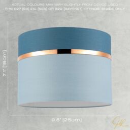 Happy Homewares Sky & Cobalt Blue Cotton Fabric Lamp Shade with Shiny Copper Ring in Baby Blue - Size: 10 inches - thumbnail 7