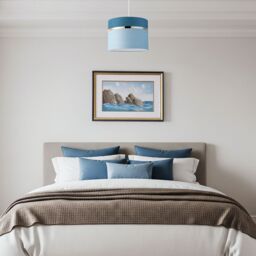 Happy Homewares Sky & Cobalt Blue Cotton Fabric Lamp Shade with Shiny Copper Ring in Baby Blue - Size: 10 inches - thumbnail 6
