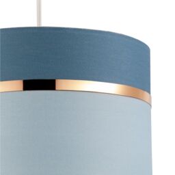 Happy Homewares Sky & Cobalt Blue Cotton Fabric Lamp Shade with Shiny Copper Ring in Baby Blue - Size: 10 inches - thumbnail 3