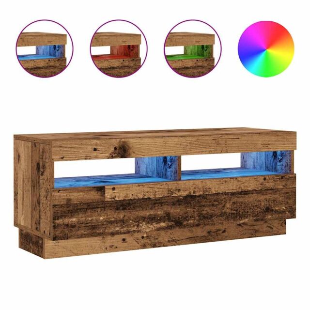 Berkfield Home TV Cabinet with LED Lights Old Wood 100x35x40 cm Engineered Wood - Size: 100 x 35 x 40 cm - image 1