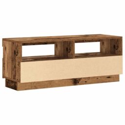 Berkfield Home TV Cabinet with LED Lights Old Wood 100x35x40 cm Engineered Wood - Size: 100 x 35 x 40 cm - thumbnail 9