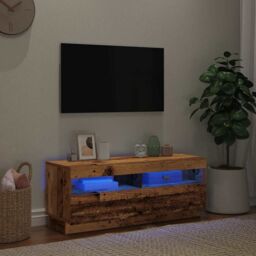 Berkfield Home TV Cabinet with LED Lights Old Wood 100x35x40 cm Engineered Wood - Size: 100 x 35 x 40 cm - thumbnail 5