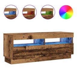 Berkfield Home TV Cabinet with LED Lights Old Wood 100x35x40 cm Engineered Wood - Size: 100 x 35 x 40 cm - thumbnail 2