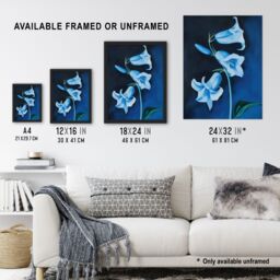 Artery8 Bluebell Flowers Wildflower Blue Floral Painting Framed Art Print - Size: A4 - thumbnail 3