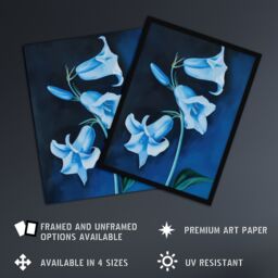 Artery8 Bluebell Flowers Wildflower Blue Floral Painting Framed Art Print - Size: A4 - thumbnail 2
