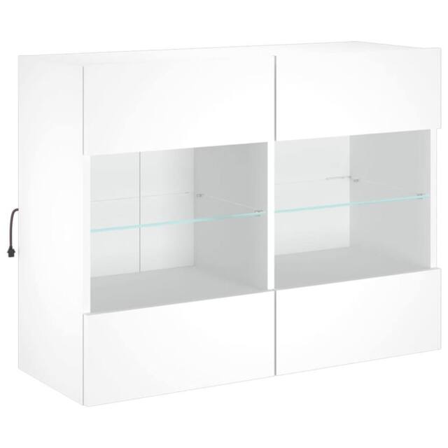 Berkfield Home TV Wall Cabinet with LED Lights White 78.5x30x60.5 cm - image 1