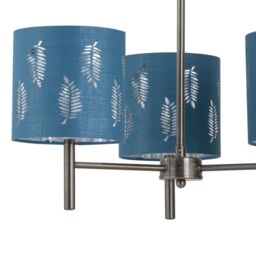 First Choice Lighting Brea - Antique Brass 3 Light Fitting with Teal Fern Shades in Gold - thumbnail 2