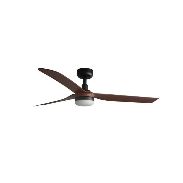 Netlighting Punt 132cm LED Ceiling Fan Matt Black Walnut Blades CCT - image 1